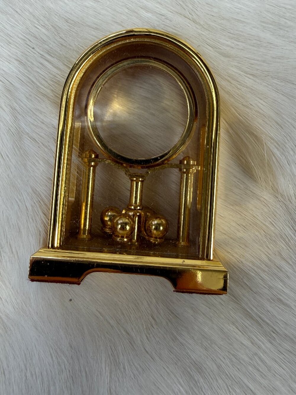 Vintage Bulova Empty Miniature Pendulum Mantle Clock Case Gold Tone 1988
